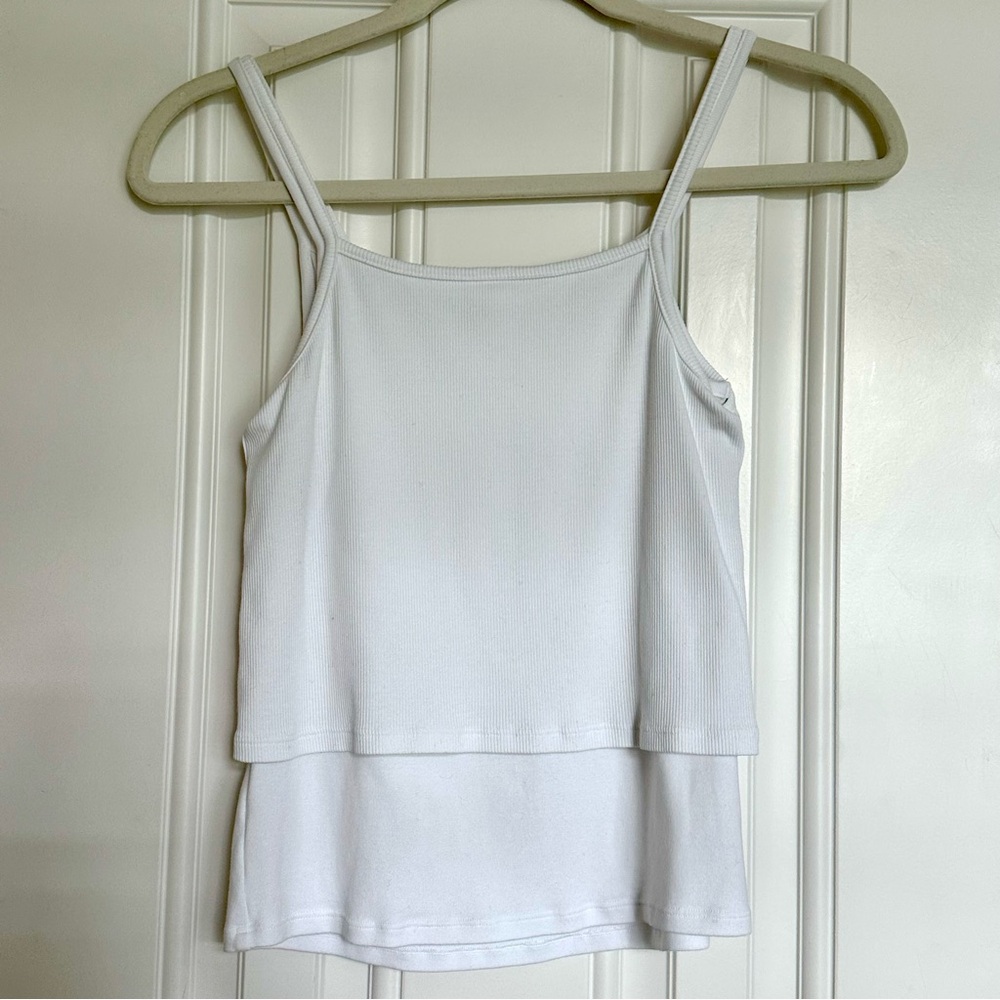 DONNI White Spaghetti Strap Layered Top